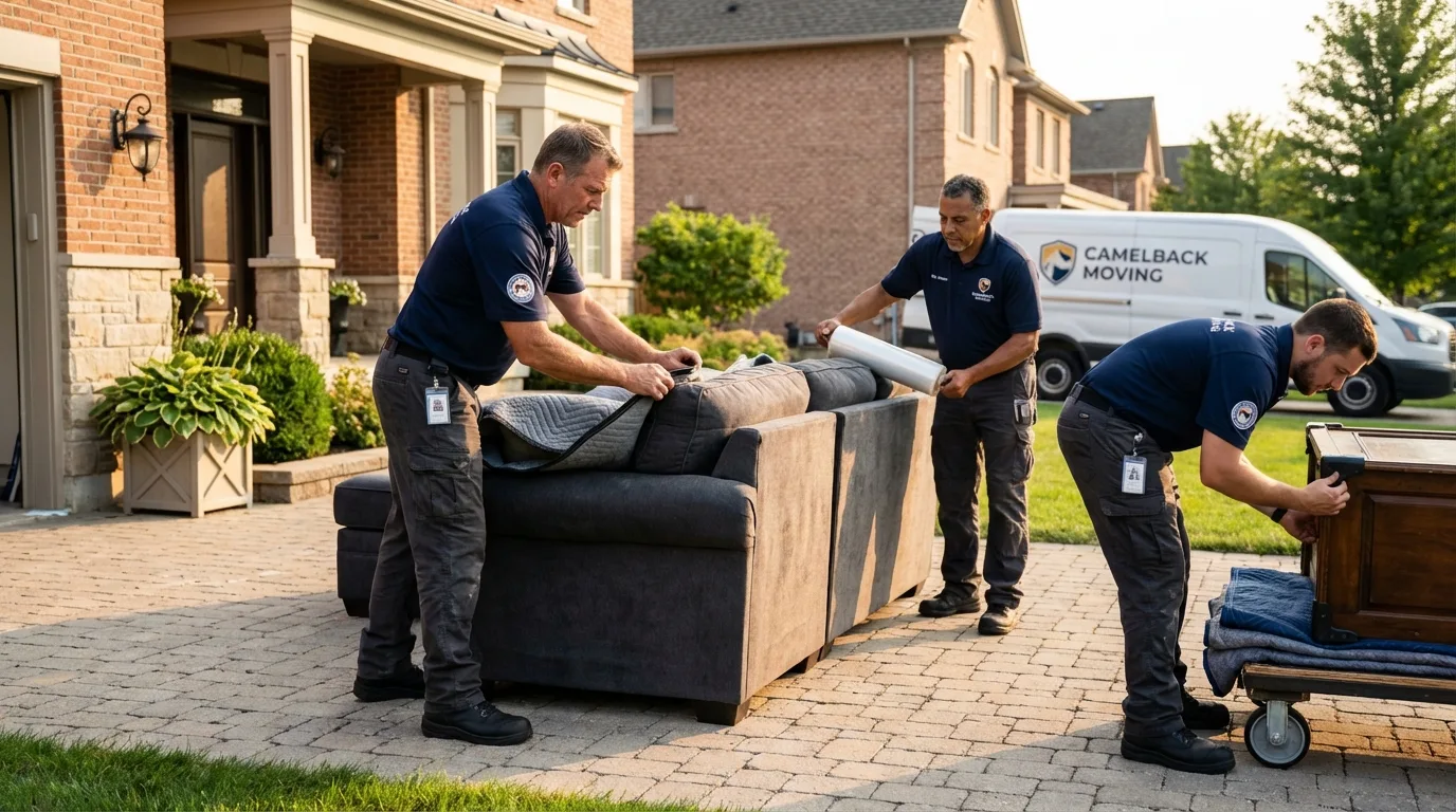 Large estate moving crew wrapping furniture in Hurt, VA